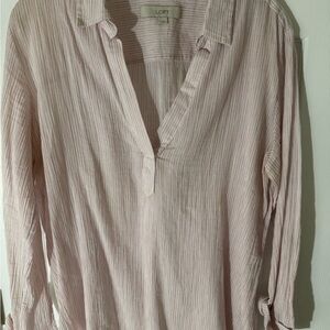 LOFT Blush Striped Long Sleeve Top